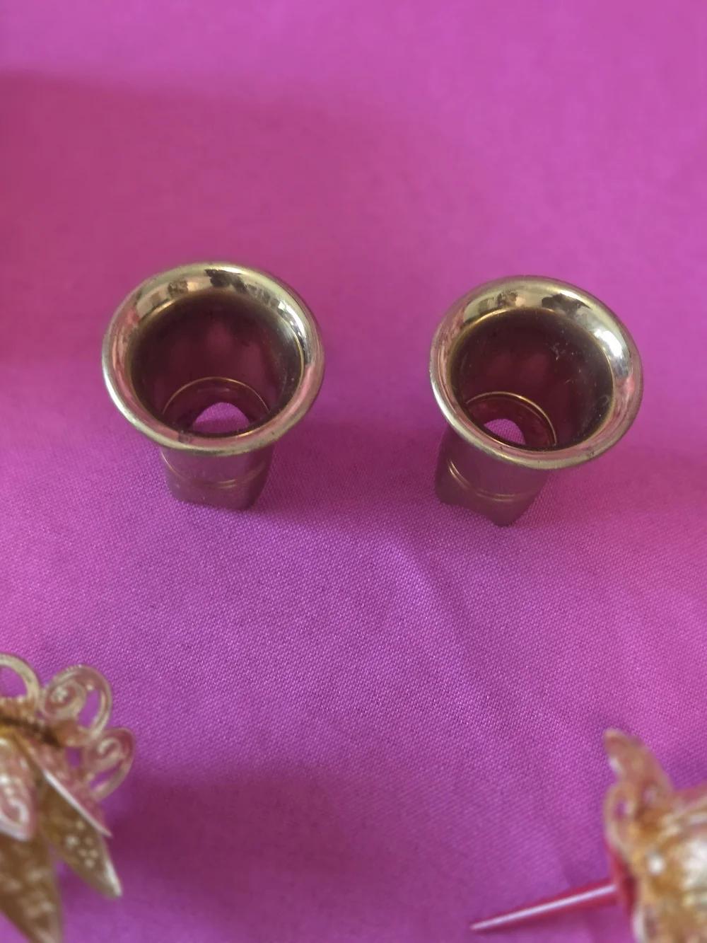 Gold Floral Candle Holders / Decorative Candle Stakes